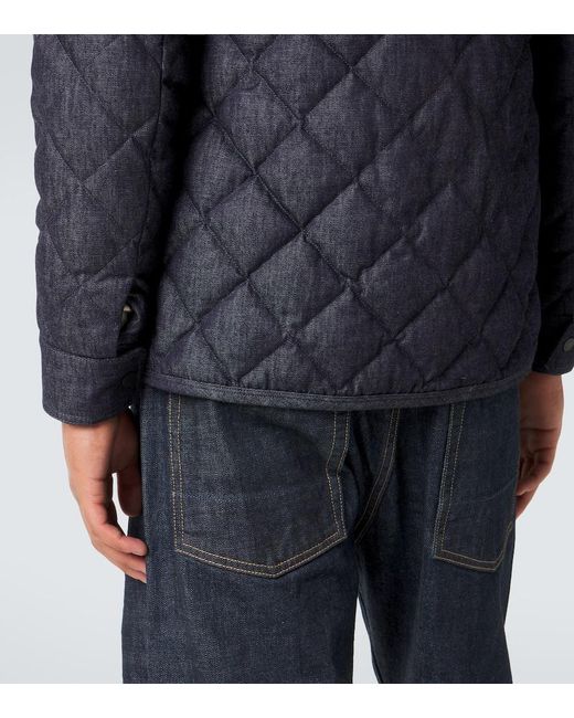 Moncler Blue Quilted Denim Down Jacket for men