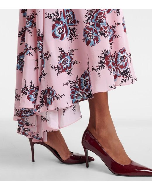 Rodarte Purple Floral-Applique Silk Gown