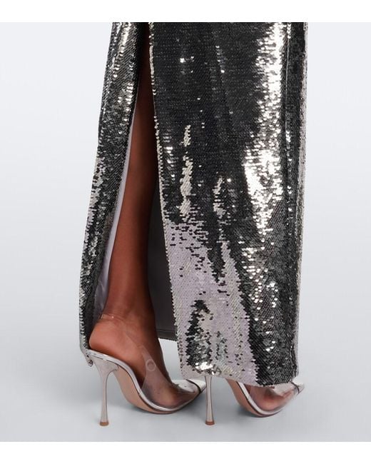 Monique Lhuillier Metallic Floral-Applique Sequined Bustier Gown
