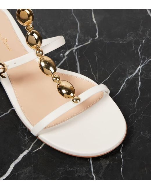 Gianvito Rossi Natural Verzierte Sandalen Aus Leder