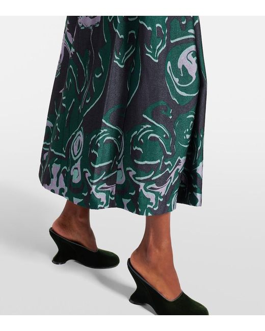 Dries Van Noten Black Printed Midi Skirt