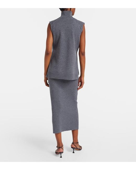 Rohe Gray Layered Wool And Cashmere-Blend Midi Dress
