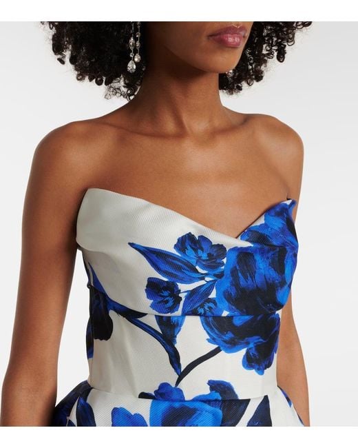 Monique Lhuillier Blue Robe Aus Seide