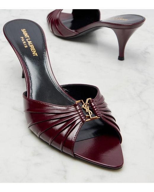Saint Laurent Brown Babylone Cassandre 60 Leather Mules