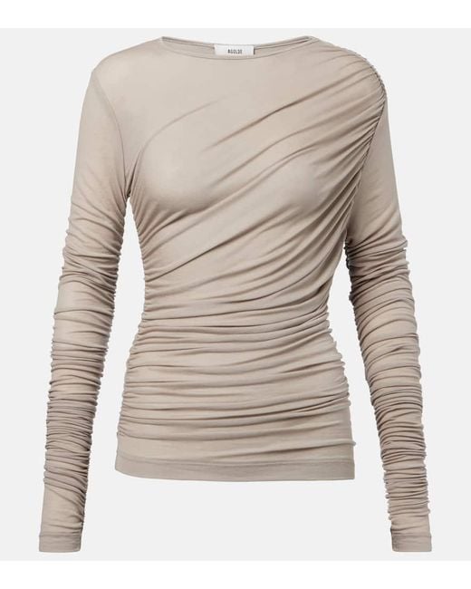 Agolde Gray Tania Twist Ruched Top