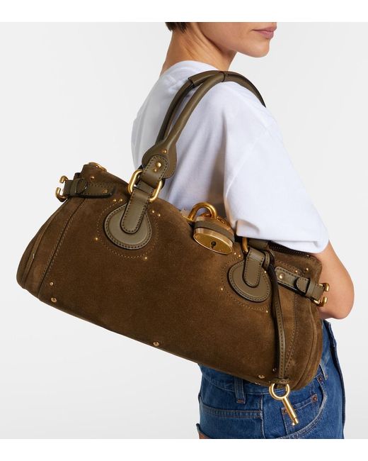 Chloé Brown Paddington Suede Shoulder Bag