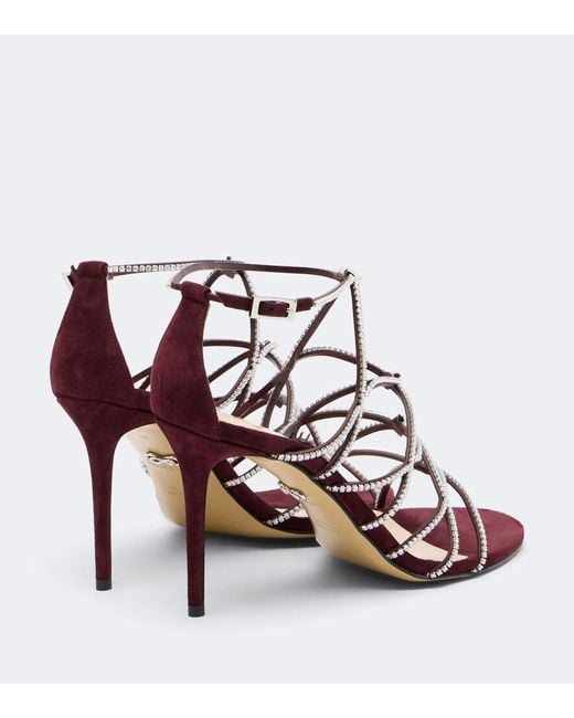 Mach & Mach Pink Daisy Embellished Suede Sandals