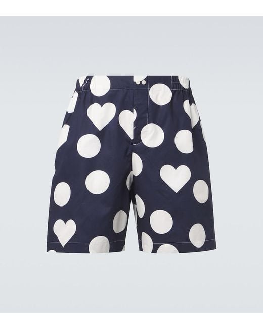 Jacquemus Blue Calecon Polka-Dot Cotton Poplin Shorts for men