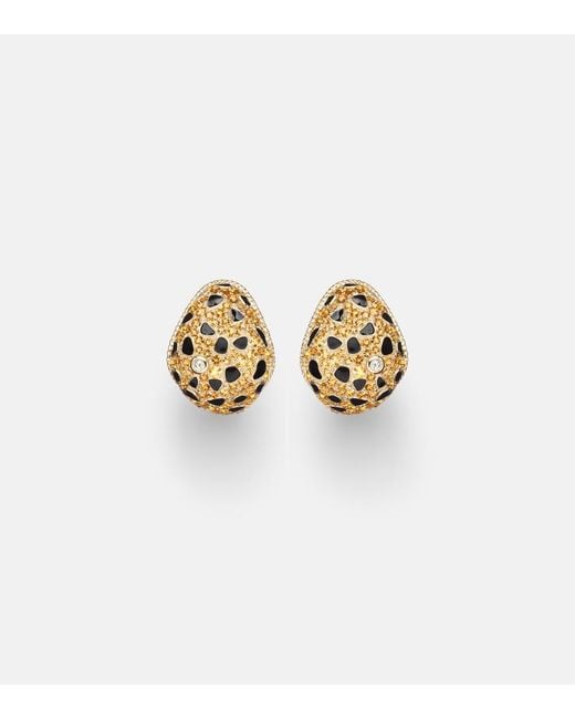 Yvonne Léon White Lynx 9Kt Earrings With Citrines, Enamel, And Diamonds