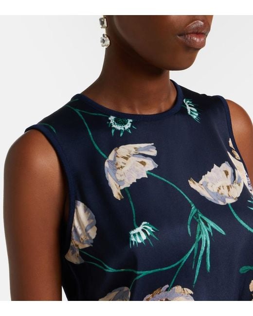 Erdem Blue Floral Wool Sweater Vest