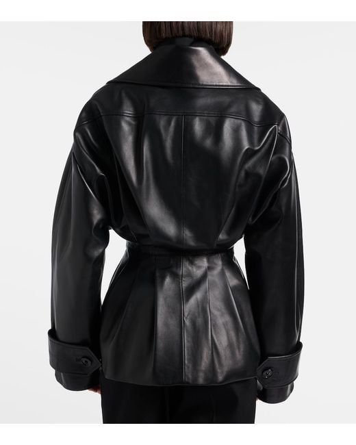 Balenciaga Black Double-Breasted Leather Jacket