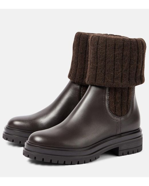 Gianvito Rossi Black Tenney Leather Chelsea Boots