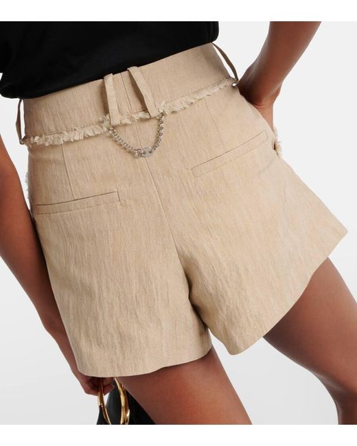 Rabanne Natural High-Rise-Shorts aus einem Baumwollgemisch