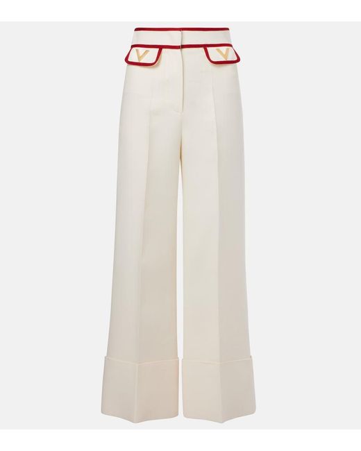 Valentino White Crepe Couture Wide-Leg Pants