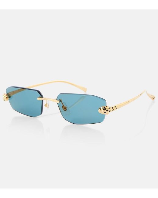 Cartier Blue Panthere De Cartier Rectangular Sunglasses