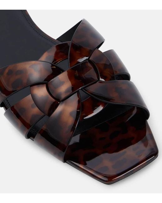 Saint Laurent Brown Tribute 05 Leopard-Print Leather Flats