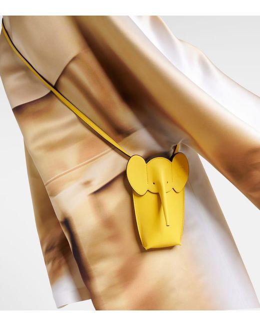 Loewe Yellow Elephant Pocket Leather Shoulder Bag