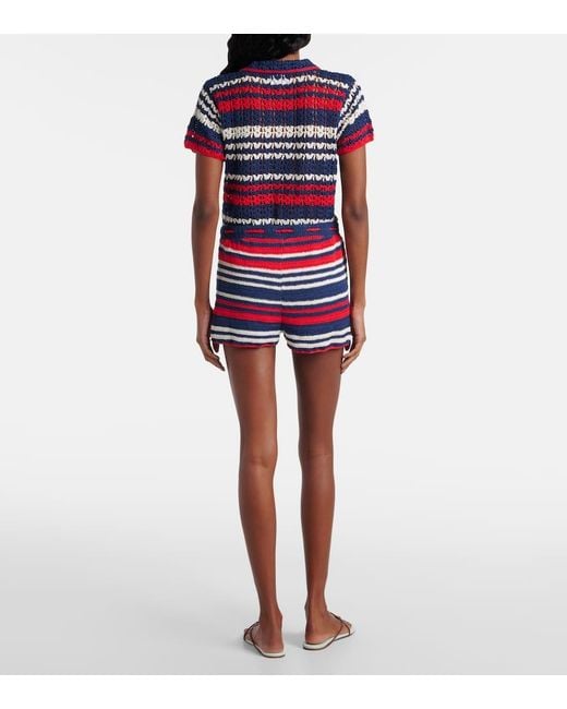 Anna Kosturova Blue Crochet Cotton Shorts