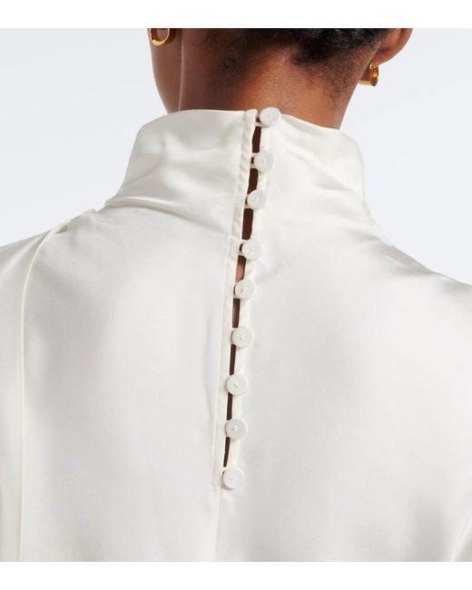 Rohe White Caped Silk Satin Turtleneck Top