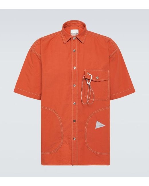 Camicia in misto cotone di And Wander in Orange da Uomo