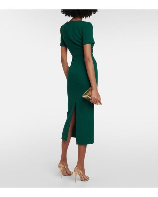 Roland Mouret Green Moon Wool Midi Dress