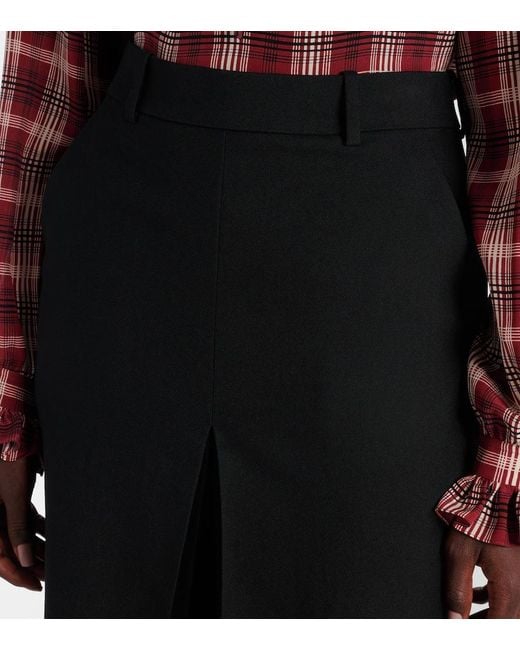 Saint Laurent Black Mid-Rise Wool Culottes