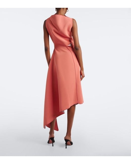 Maticevski Pink Lash Draped Asymmetric Midi Dress