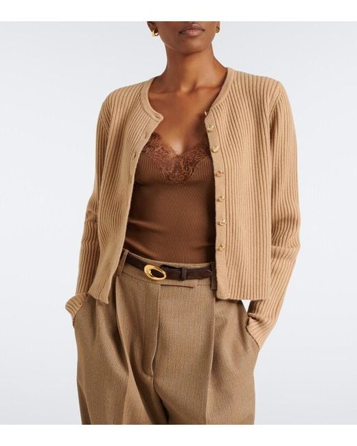 Jardin Des Orangers Natural Ribbed-Knit Wool And Cashmere Cardigan