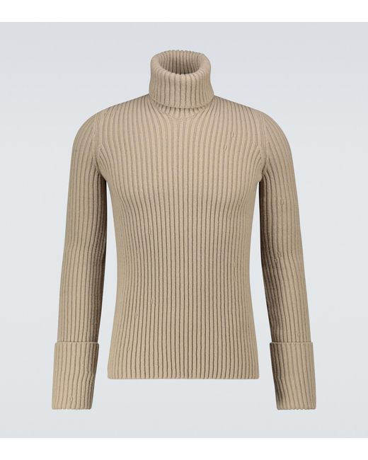 Bottega Veneta Natural Distorted Ribbed Turtleneck Sweater for men