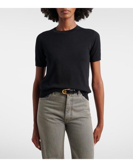 Max Mara Black Cotton, Silk, And Cashmere Top