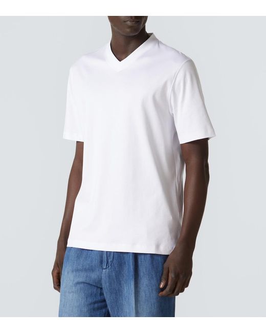 Brunello Cucinelli White Cotton Jersey T-Shirt for men
