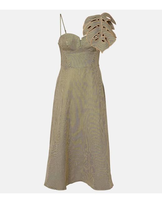slim fit dress slacks Farm Rio Monstera Linen Midi Dress in Multi main image 1