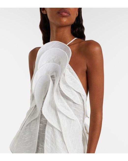 Maticevski White Délice Wave Ruffled Maxi Dress