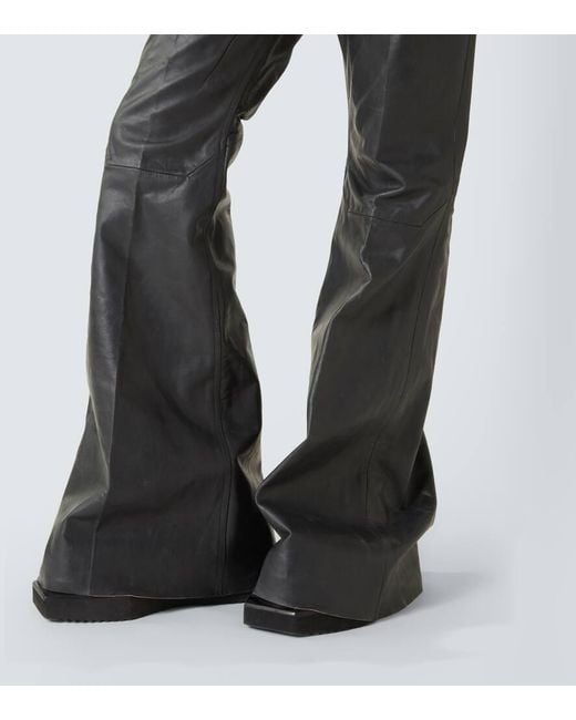 Rick Owens Black Bolan Leather Flared Pants for men