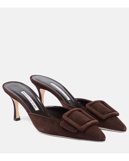Mules Maysale 70 En Daim Manolo Blahnik en coloris Brown