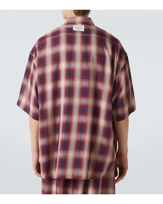 Acne Red Checked Oversized Shirt for men