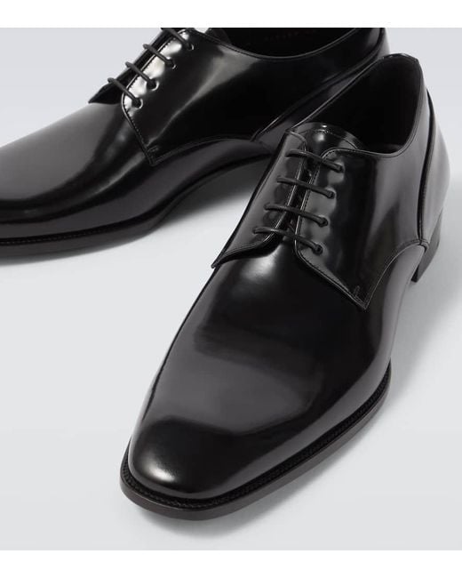 Saint Laurent Black Stanton Leather Derby Shoes for men