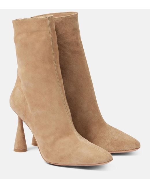 Aquazzura Natural Amore 95 Suede Ankle Boots