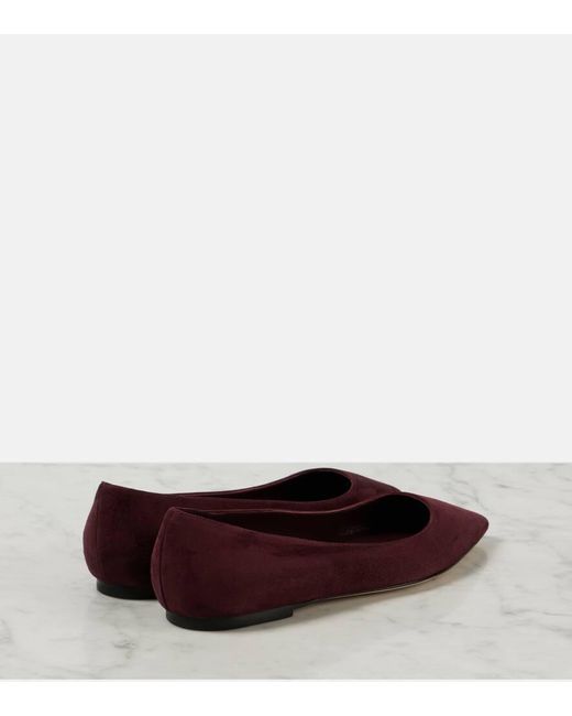 Jimmy Choo Red Ballerinas Romy Aus Veloursleder