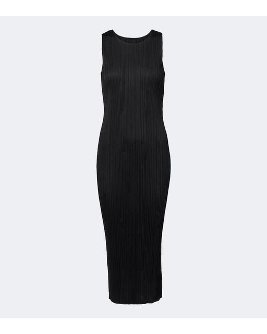Pleats Please Issey Miyake Black Basics Pleated Midi Dress