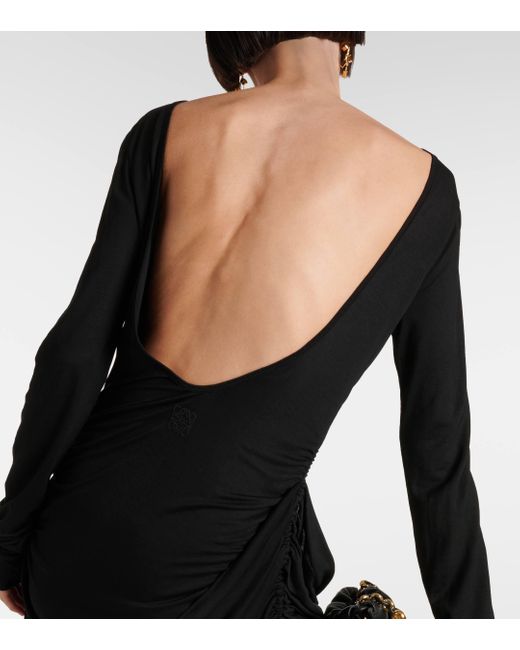 Loewe Black Open-back Draped Jersey Minidress