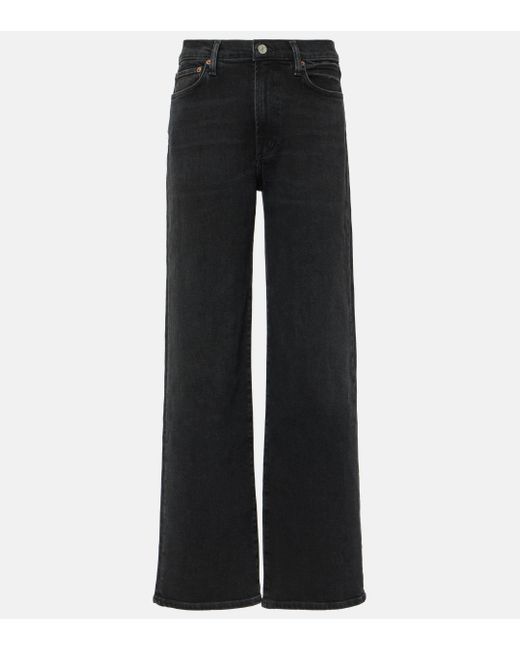 Agolde Black Harper Mid-rise Straight Jeans