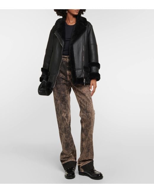 Blancha Black Leather And Shearling Jacket