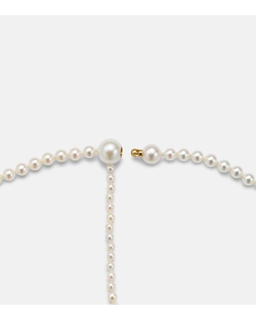 Sophie Bille Brahe White La Belle Moon 14Kt Necklace With Pearls