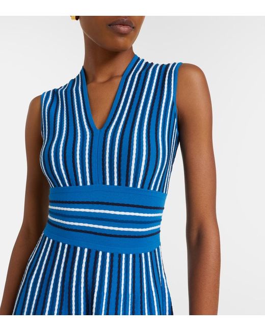 Max Mara Blue Striped Knitted Midi Dress