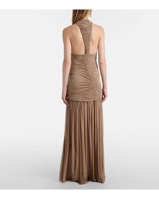 Christopher Esber Natural Orion Gathered Ruched Gown