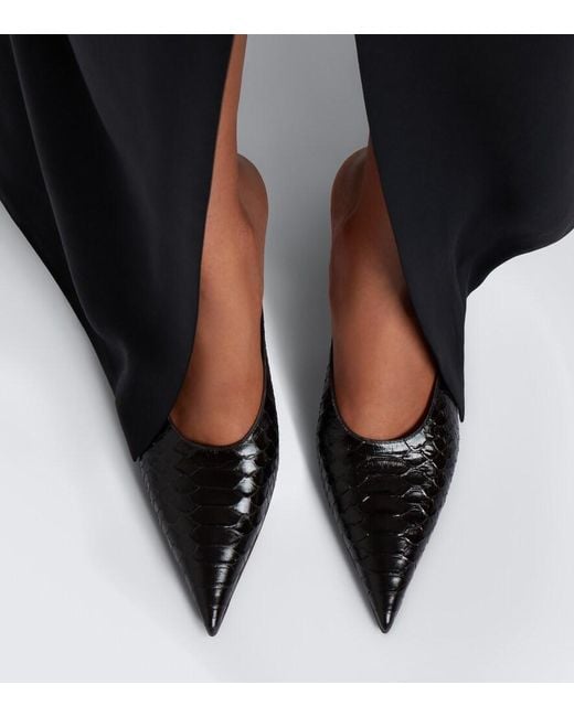 Tom Ford Black Croc-Effect Leather Mules