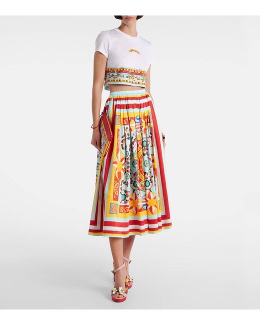 Dolce & Gabbana White Cropped-Top Aus Baumwolle