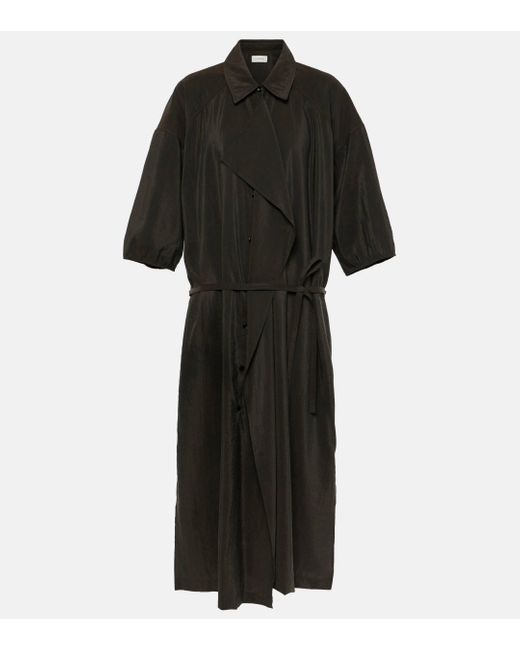 Robe chemise en soie melangee Lemaire en coloris Black