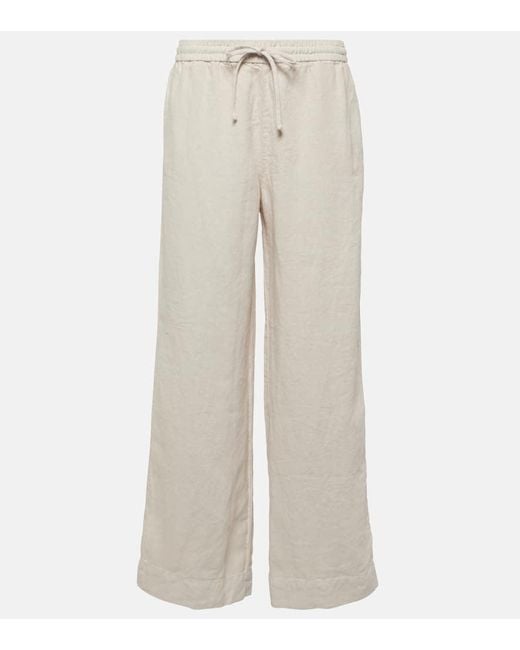 Velvet Natural Gwyneth Linen Wide-leg Pants